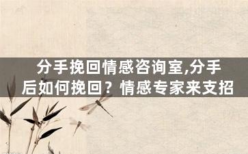 分手挽回情感咨询室,分手后如何挽回？情感专家来支招