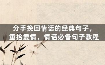 分手挽回情话的经典句子，重拾爱情，情话必备句子教程