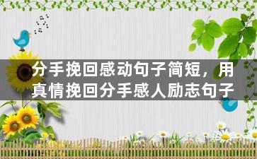分手挽回感动句子简短，用真情挽回分手感人励志句子