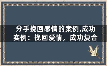 分手挽回感情的案例,成功实例：挽回爱情，成功复合