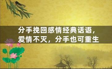 分手挽回感情经典话语，爱情不灭，分手也可重生