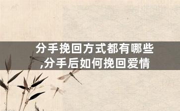 分手挽回方式都有哪些,分手后如何挽回爱情