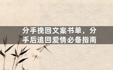 分手挽回文案书单，分手后追回爱情必备指南