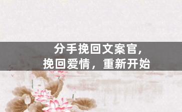 分手挽回文案官,挽回爱情，重新开始