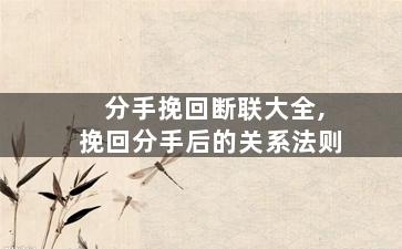 分手挽回断联大全,挽回分手后的关系法则