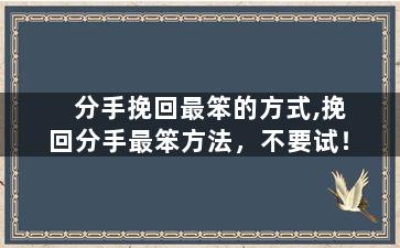 分手挽回最笨的方式,挽回分手最笨方法，不要试！
