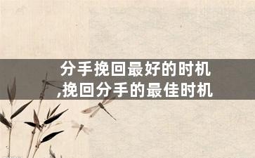 分手挽回最好的时机,挽回分手的最佳时机