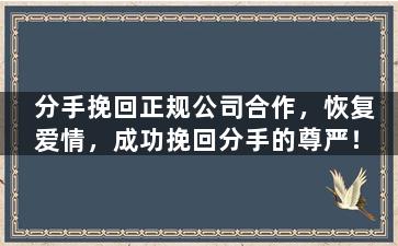 分手挽回正规公司合作，恢复爱情，成功挽回分手的尊严！
