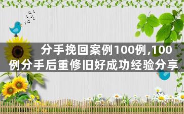 分手挽回案例100例,100例分手后重修旧好成功经验分享