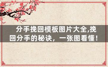 分手挽回模板图片大全,挽回分手的秘诀，一张图看懂！