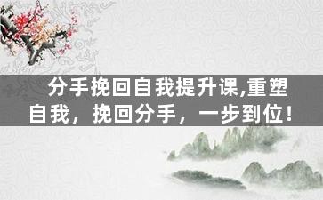 分手挽回自我提升课,重塑自我，挽回分手，一步到位！