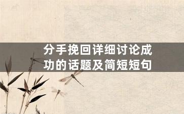 分手挽回详细讨论成功的话题及简短短句