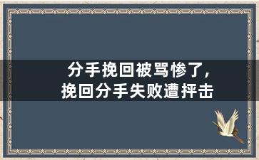 分手挽回被骂惨了,挽回分手失败遭抨击