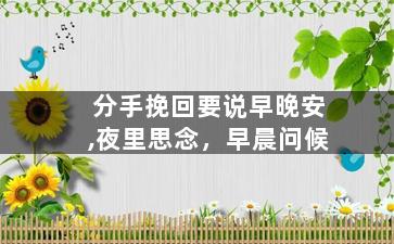 分手挽回要说早晚安,夜里思念，早晨问候