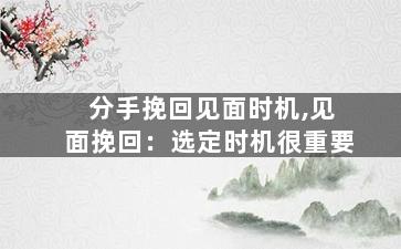 分手挽回见面时机,见面挽回：选定时机很重要