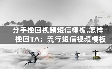 分手挽回视频短信模板,怎样挽回TA：流行短信视频模板