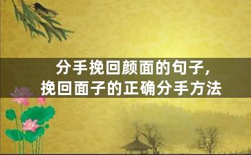 分手挽回颜面的句子,挽回面子的正确分手方法