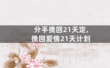 分手挽回21天定,挽回爱情21天计划