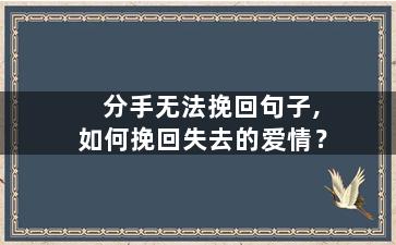 分手无法挽回句子,如何挽回失去的爱情？