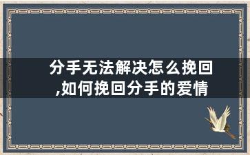 分手无法解决怎么挽回,如何挽回分手的爱情