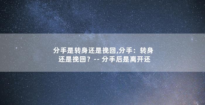 分手是转身还是挽回,分手：转身还是挽回？--