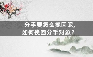 分手要怎么挽回呢,如何挽回分手对象？
