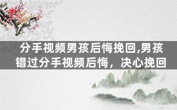 分手视频男孩后悔挽回,男孩错过分手视频后悔，决心挽回