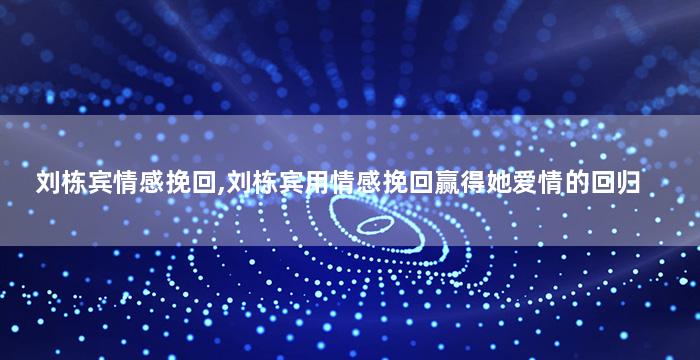刘栋宾情感挽回,刘栋宾用情感挽回赢得她爱情的回归