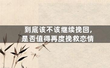 到底该不该继续挽回,是否值得再度挽救恋情