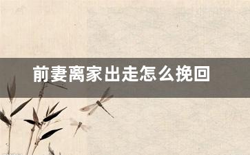 前妻离家出走怎么挽回