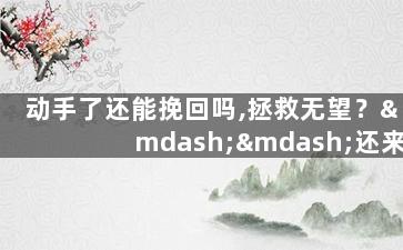 动手了还能挽回吗,拯救无望？——还来得及吗