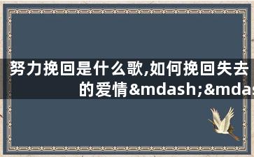 努力挽回是什么歌,如何挽回失去的爱情——新版歌曲解析