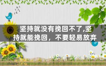坚持就没有挽回不了,坚持就能挽回，不要轻易放弃