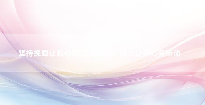 坚持挽回让我心软,坚持挽回，终于让我心有所动
