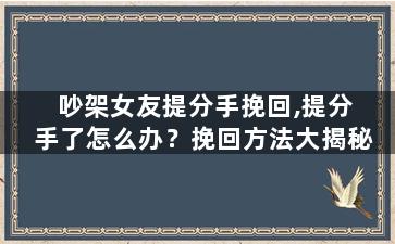 吵架女友提分手挽回,提分手了怎么办？挽回方法大揭秘