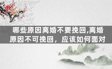 哪些原因离婚不要挽回,离婚原因不可挽回，应该如何面对