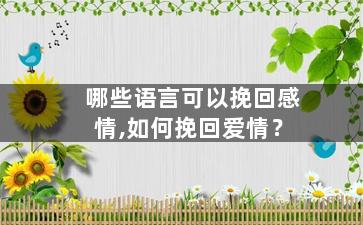 哪些语言可以挽回感情,如何挽回爱情？