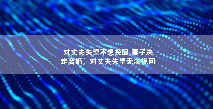 对丈夫失望不想挽回,妻子决定离婚，对丈夫失望无法挽回