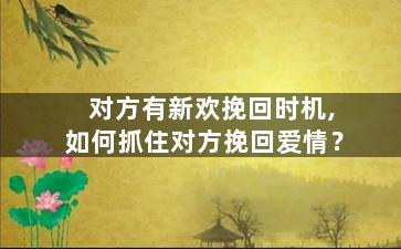 对方有新欢挽回时机,如何抓住对方挽回爱情？