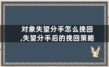 对象失望分手怎么挽回,失望分手后的挽回策略