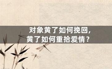 对象黄了如何挽回,黄了如何重拾爱情？