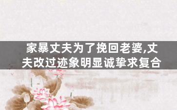 家暴丈夫为了挽回老婆,丈夫改过迹象明显诚挚求复合