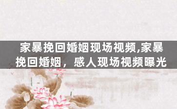 家暴挽回婚姻现场视频,家暴挽回婚姻，感人现场视频曝光