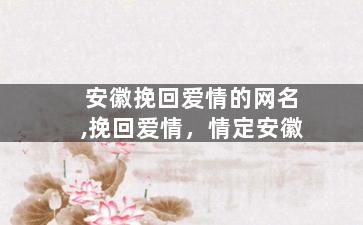 安徽挽回爱情的网名,挽回爱情，情定安徽