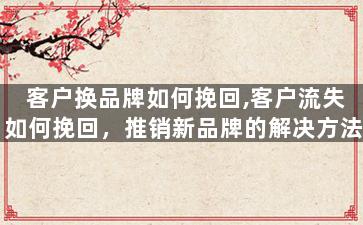客户换品牌如何挽回,客户流失如何挽回，推销新品牌的解决方法