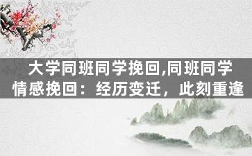 大学同班同学挽回,同班同学情感挽回：经历变迁，此刻重逢