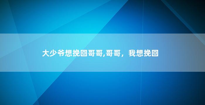 大少爷想挽回哥哥,哥哥，我想挽回