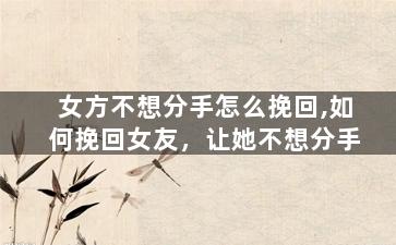 女方不想分手怎么挽回,如何挽回女友，让她不想分手