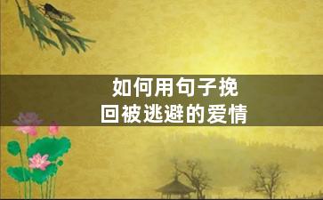 如何用句子挽回被逃避的爱情