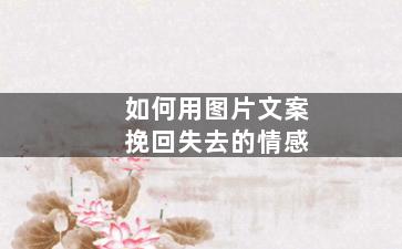 如何用图片文案挽回失去的情感